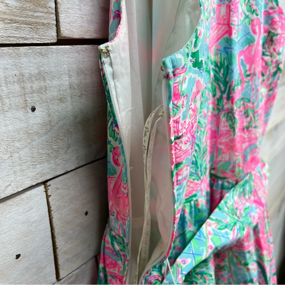 Lilly Pulitzer Dress Size 0 Pink Flamingo Halter Preppy Beach Coastal Fit Flare - Picture 6 of 16